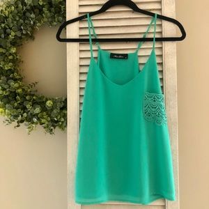 Tank with Crocheted Pocket